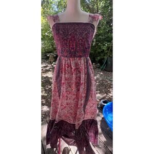 Women's S Flower Maxi Backless Dress with Wrap Around Bow Closure Ruffle Bottom